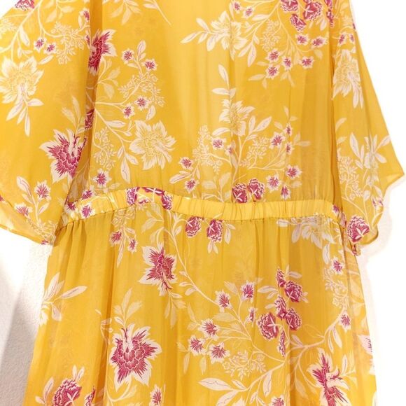 NEW Vince Camuto Floral Getaway Chiffon Duster Kimono Boho Yellow Plus Size 1X - Picture 10 of 14